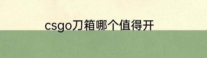 csgo刀箱哪个值得开