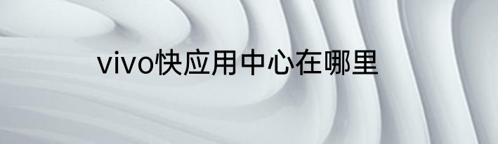 vivo快应用中心在哪里