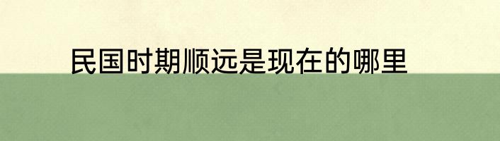 民国时期顺远是现在的哪里