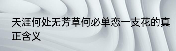 天涯何处无芳草何必单恋一支花的真正含义