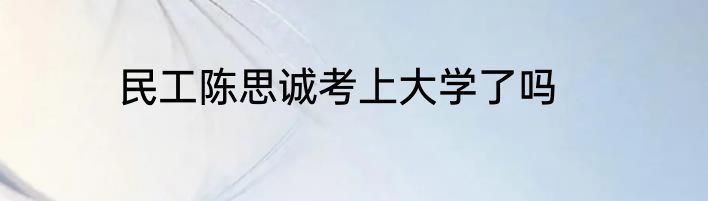 民工陈思诚考上大学了吗