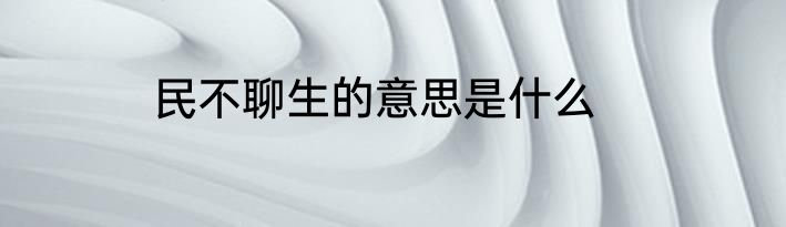 民不聊生的意思是什么