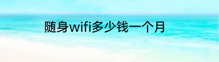 随身wifi多少钱一个月