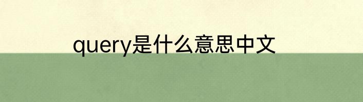 query是什么意思中文