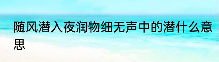 随风潜入夜润物细无声中的潜什么意思