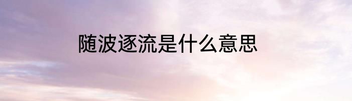 随波逐流是什么意思