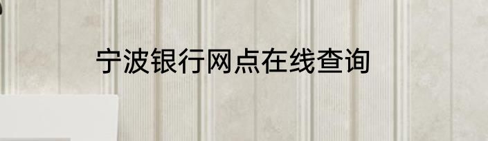 宁波银行网点在线查询