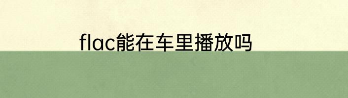 flac能在车里播放吗