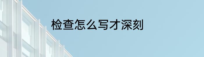检查怎么写才深刻