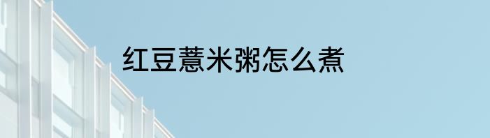 红豆薏米粥怎么煮