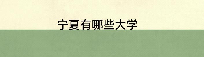 宁夏有哪些大学