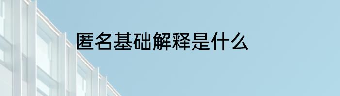 匿名基础解释是什么
