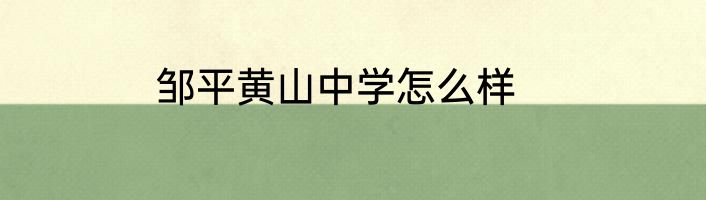 邹平黄山中学怎么样