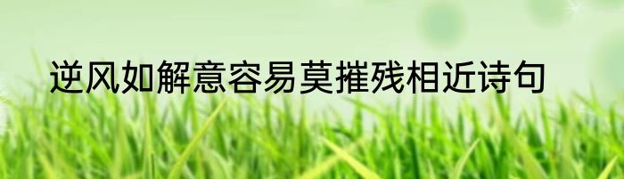 逆风如解意容易莫摧残相近诗句