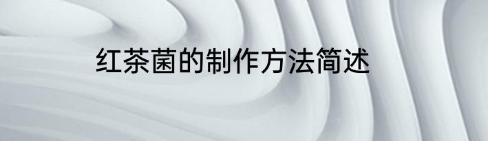 红茶菌的制作方法简述