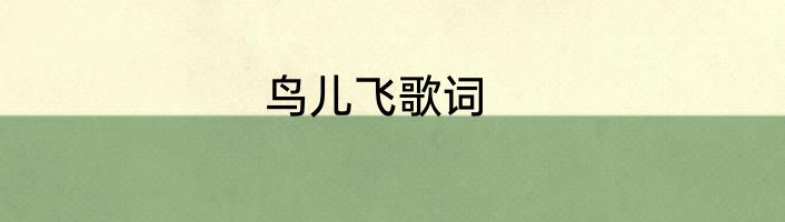鸟儿飞歌词