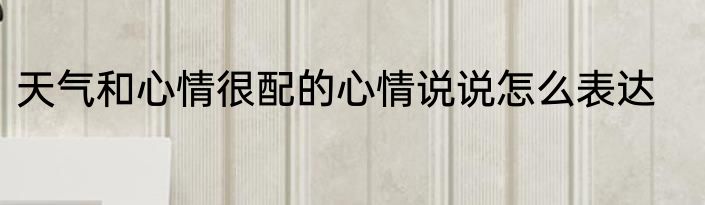 天气和心情很配的心情说说怎么表达