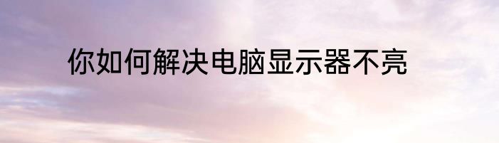 你如何解决电脑显示器不亮