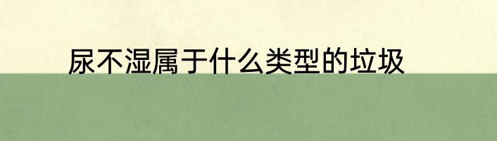 尿不湿属于什么类型的垃圾