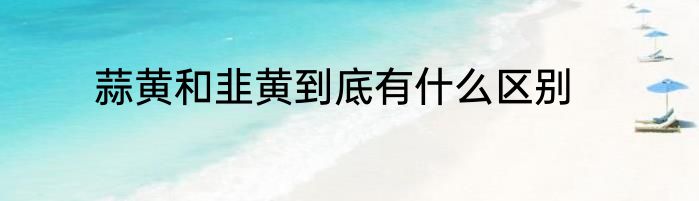 蒜黄和韭黄到底有什么区别