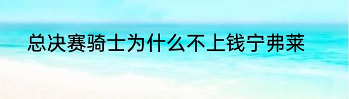 总决赛骑士为什么不上钱宁弗莱