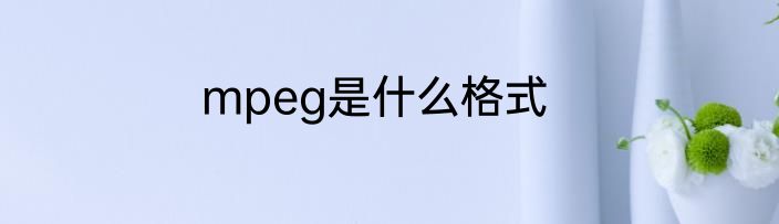 mpeg是什么格式