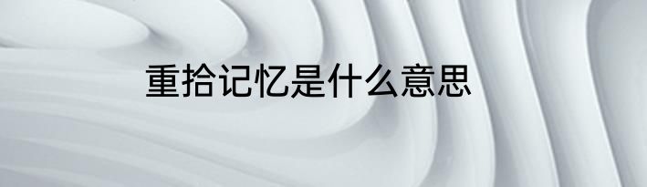 重拾记忆是什么意思