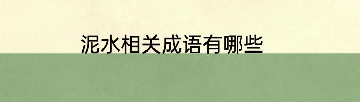 泥水相关成语有哪些
