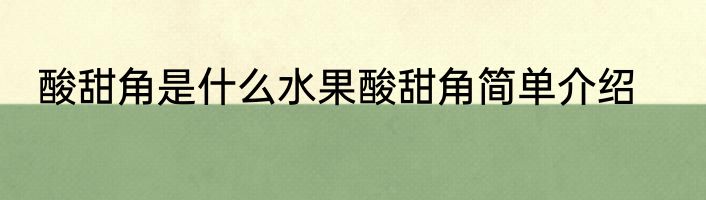 酸甜角是什么水果酸甜角简单介绍