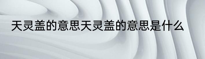 天灵盖的意思天灵盖的意思是什么
