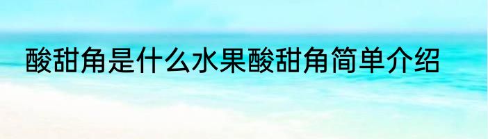 酸甜角是什么水果酸甜角简单介绍