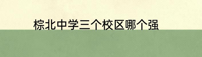 棕北中学三个校区哪个强