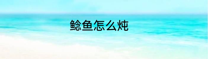 鲶鱼怎么炖
