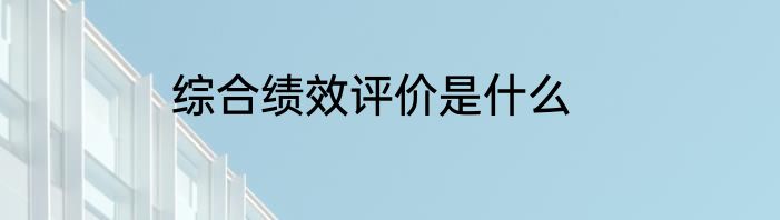 综合绩效评价是什么