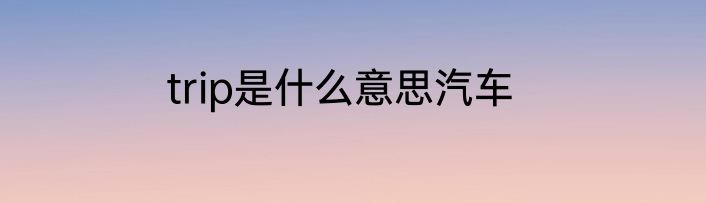 trip是什么意思汽车