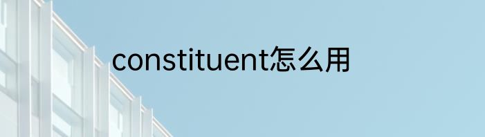 constituent怎么用