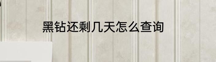 黑钻还剩几天怎么查询