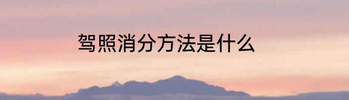 驾照消分方法是什么