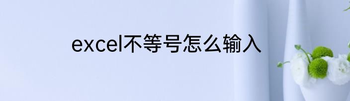 excel不等号怎么输入