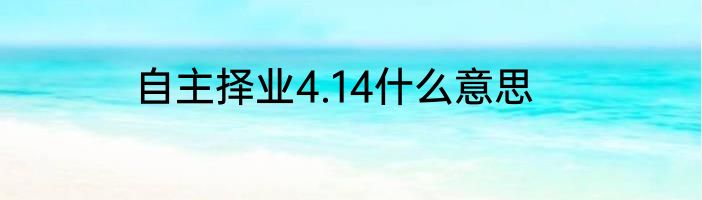 自主择业4.14什么意思