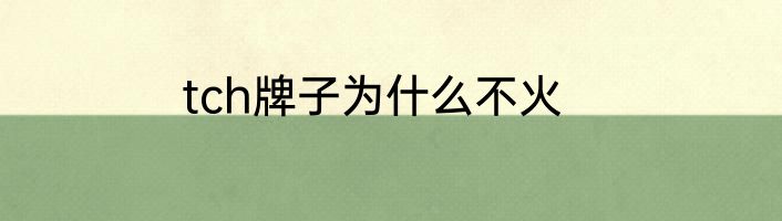 tch牌子为什么不火