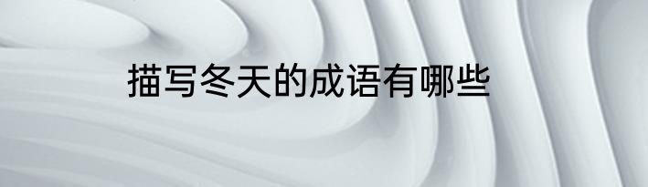 描写冬天的成语有哪些