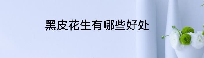 黑皮花生有哪些好处