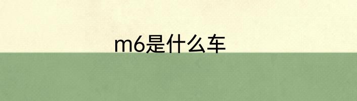 m6是什么车