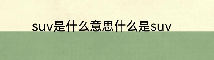 suv是什么意思什么是suv