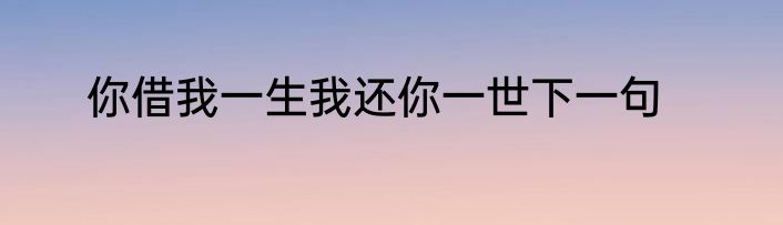 你借我一生我还你一世下一句
