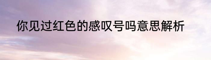 你见过红色的感叹号吗意思解析