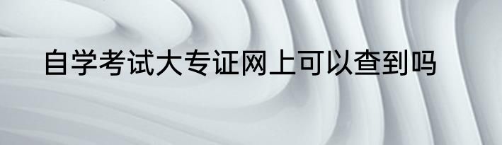 自学考试大专证网上可以查到吗