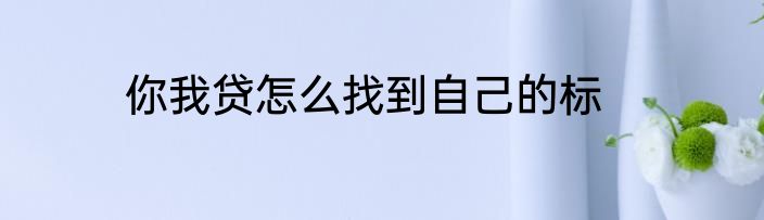你我贷怎么找到自己的标