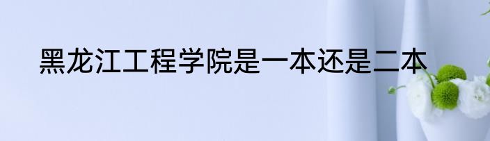 黑龙江工程学院是一本还是二本